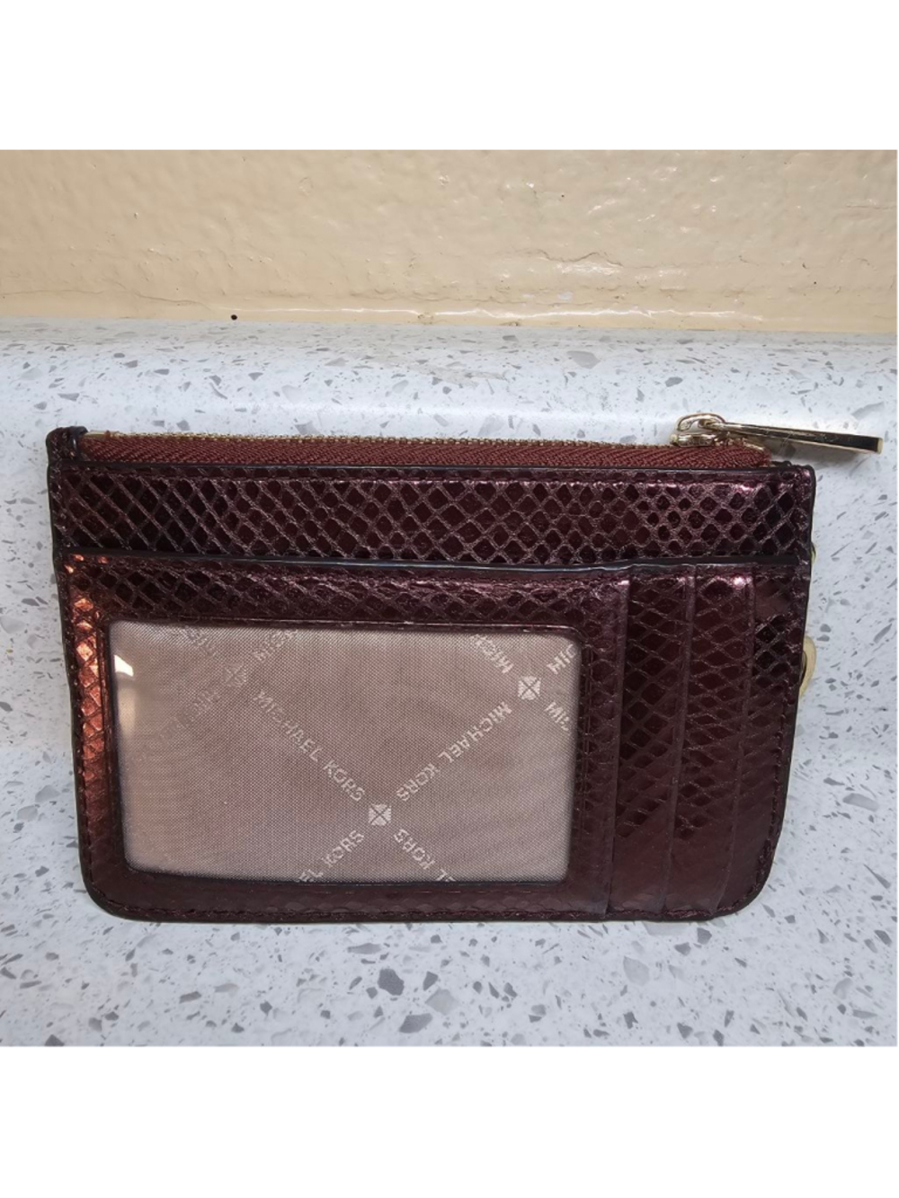Michael Kors Snakeskin Embossed Padlock Card Case & Coin Pouch - Picture 3 of 6